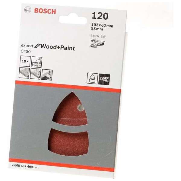 Bosch - 10-delige schuurbladset 102 x 62, 93 mm, 120