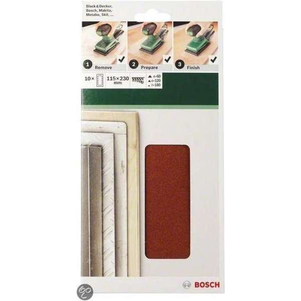 Bosch - Schuurpapierset - 10-delig - 115 x 230 mm - korrel 40