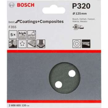 Bosch - 5-delige schuurbladenset 125 mm, 320