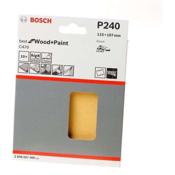 Bosch - 10-delige schuurbladset 115 x 107 mm, 240