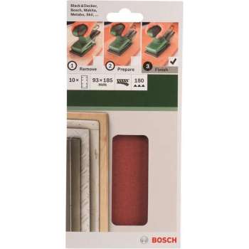 Bosch 10-delige schuurbladset voor vlakschuurmachines 93 x 185 mm - korrel 180