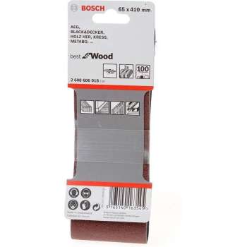 Bosch - 3-delige schuurbandset 65 x 410 mm - 100