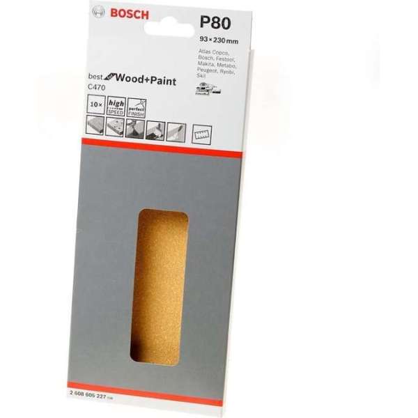 Bosch - 10-delige schuurbladset 93 x 230 mm, 80