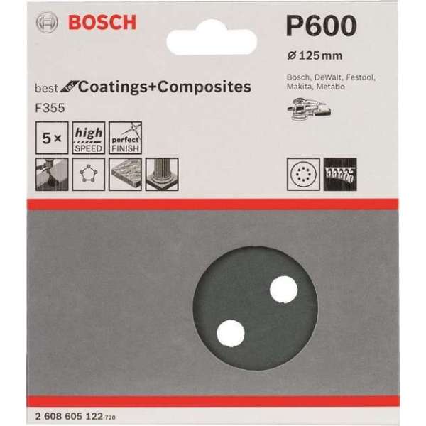 Bosch - 5-delige schuurbladenset 125 mm, 600