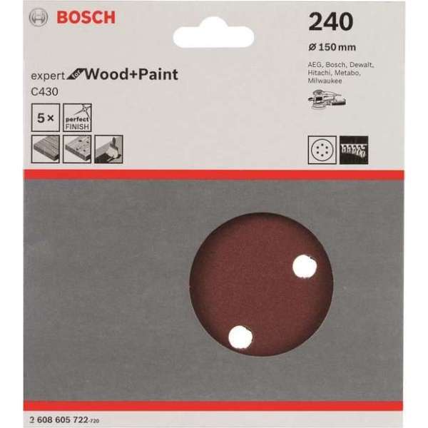 Bosch - 5-delige schuurbladenset 150 mm, 240