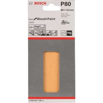 Bosch - 10-delige schuurbladset 80 x 133 mm, 80