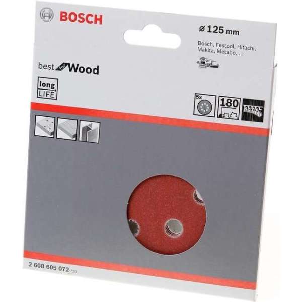 Bosch - 5-delige schuurbladenset 125 mm, 180