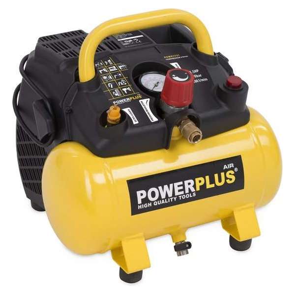 Powerplus POWX1721 Compressor - 8 bar - 6 liter tankinhoud