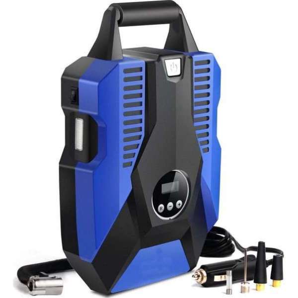 LifeGoods 12V Elektrische Compressor en Bandenpomp - 10,3 Bar –  35L/min - Blauw