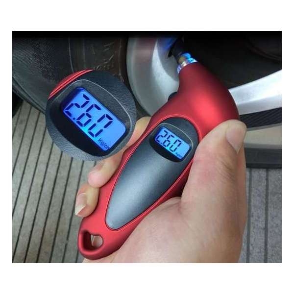 Rs&k Digitale Bandenspanningsmeter met Led - SpanningsMeter- Banden Indicator -  Bandenspannings Meter - Meet Indicator Rood