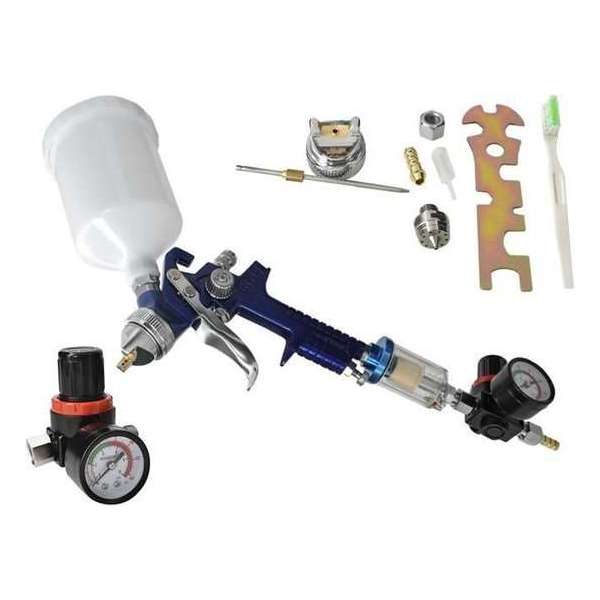 ISOT Verfpistool HVLP - Compressor spuitpistool met bovenbeker - Incl. accessoires