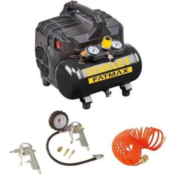 STANLEY Fatmax Silent Compressor DST 101/8/6  – inclusief 6-delige Accessoire set