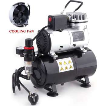 Timbertech Professionele piston-airbrush compressor met motor-afkoelende ventilator ABPST08