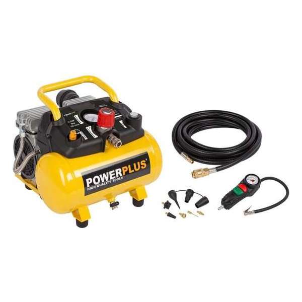 Powerplus POWX1724S Compressor - 8 bar - 6 liter tankinhoud - Inclusief accessoires