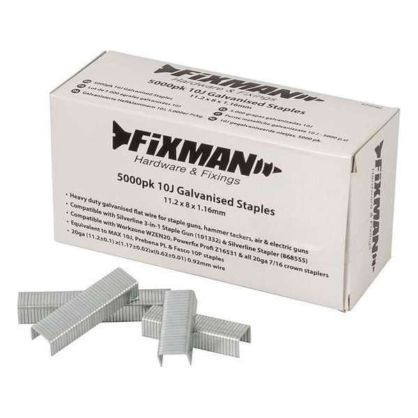 Fixman 10J Gegalvaniseerde nietjes, 5000 stuks 11,2 x 8 x 1,16 mm.