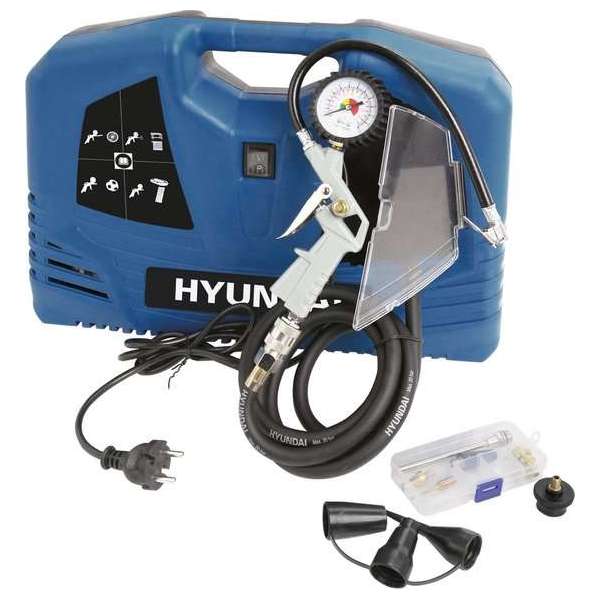 Hyundai compressor compact - 8 BAR - 1100W - 180 L/M - inclusief accessoires