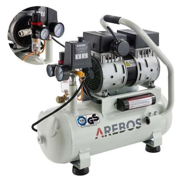 AREBOS Luchtcompressor met Drukvat 500 W en 12L Zonder Olie 89L Compressor