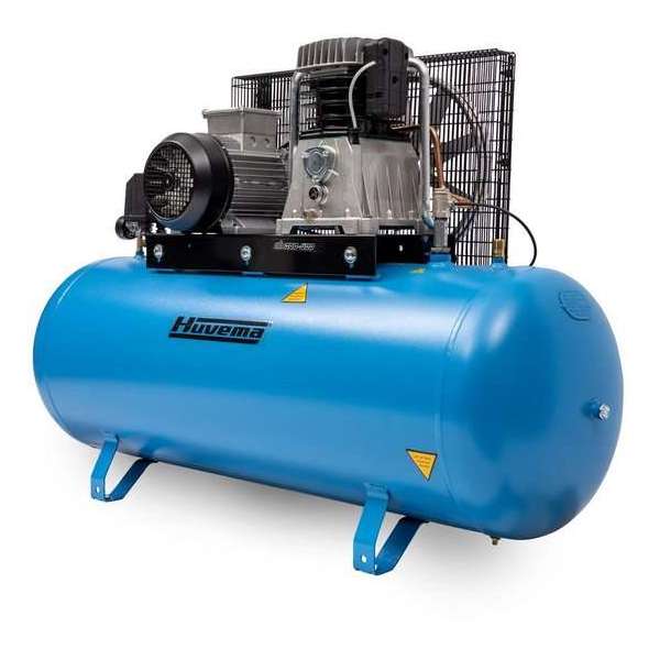 Huvema - V-snaar aangedreven zuigercompressor met oliesmering 400 V - 270 liter - 4.0 kW - HU 300-598