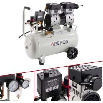 AREBOS Luchtcompressor Whisper Compressor Persluchtcompressor 800 W met 24 L