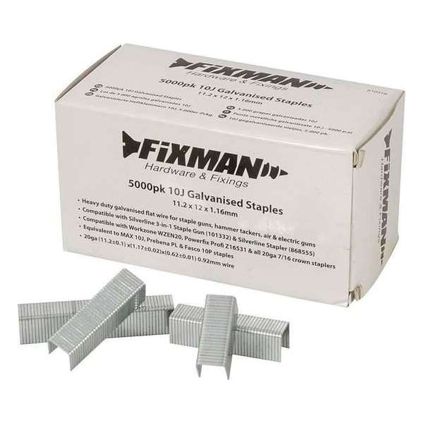 Fixman 10J Gegalvaniseerde Nietjes, 5.000 stuks 11,2 x 12 x 1,16 mm.