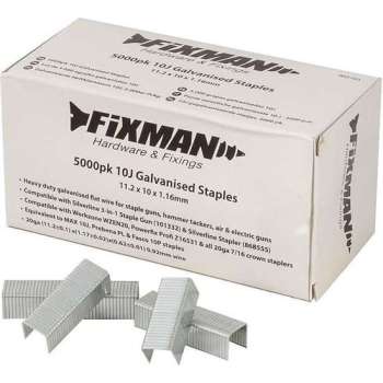 Fixman 10 J Gegalvaniseerde Nietjes, 5000 stuks 11,2 x 10 x 1,16 mm.