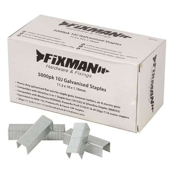 Fixman 10 J Gegalvaniseerde Nietjes, 5000 stuks 11,2 x 10 x 1,16 mm.