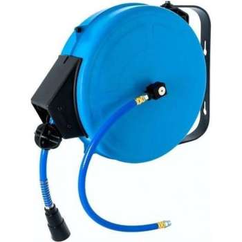 Airpress Haspel - 8 Meter - Wandslang - Opname 1/4" - Maximum druk 15 bar - Blauw