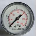 K&W Manometer 50 mm diameter 0-20 bar met 1/4"  achter aansluiting geschikt voor luchtdruk