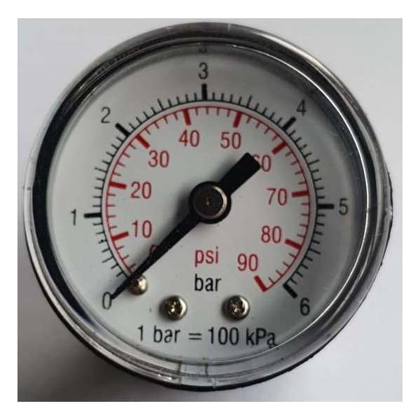 K&W Manometer 40 mm diameter 0-6 bar met 1/8"  achter aansluiting geschikt voor luchtdruk