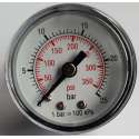 K&W Manometer 40 mm diameter 0-25 bar met 1/8"  achter aansluiting geschikt voor luchtdruk