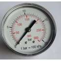 K&W Manometer 63 mm diameter 0-20 bar met 1/4"  achter aansluiting geschikt voor luchtdruk