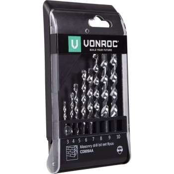 VONROC Steenboren bit set – 8 stuks – Ø3-10MM