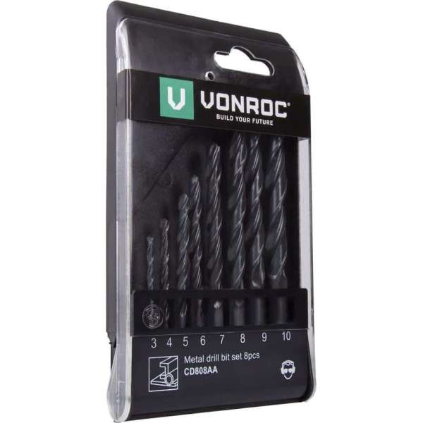 VONROC Metaalboren bit set – 8 stuks – Ø3-10MM