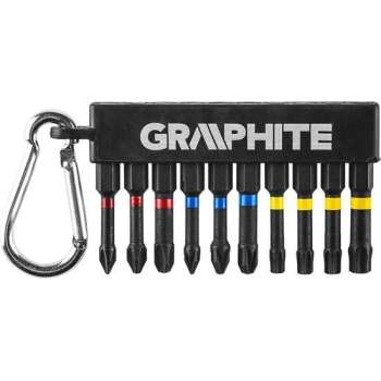 GRAPHITE Bitset IMPACT 10 Delig PH PZ en TX, lengte 50 mm , S2 Staal met Karabijnhaak