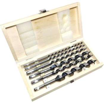 Slangenboor set 6 delig gehard staal 230mm 6, 8, 10, 12, 16 & 20mm hout slang boor