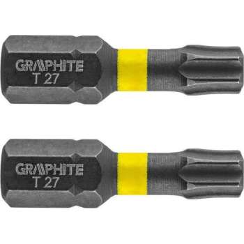 GRAPHITE Bit IMPACT TX 27 x 25 mm, S2 Staal Full Fit Kop, 2 stuks