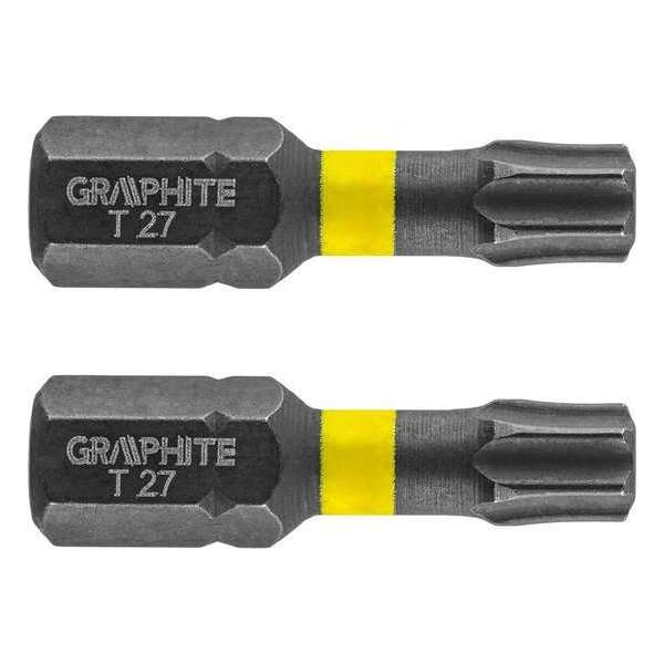 GRAPHITE Bit IMPACT TX 27 x 25 mm, S2 Staal Full Fit Kop, 2 stuks