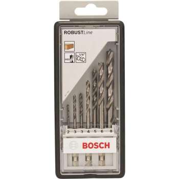 Bosch robustline houtspiraalboor set - 6-kant - 2-8 mm - 7-delig