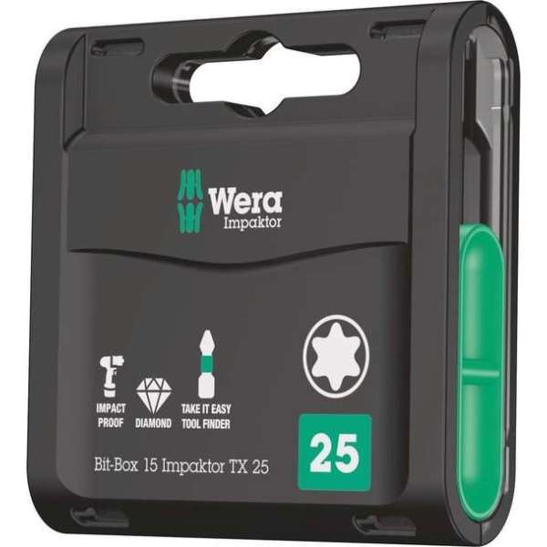 Wera 05057775001 Bit-Box 15 Impaktor TX 15-delige Bitset - Torx - T25