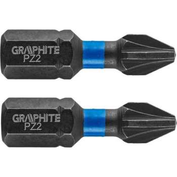 GRAPHITE Bit IMPACT PZ 2 x 25 mm, S2 Staal Full Fit Kop, 2 stuks