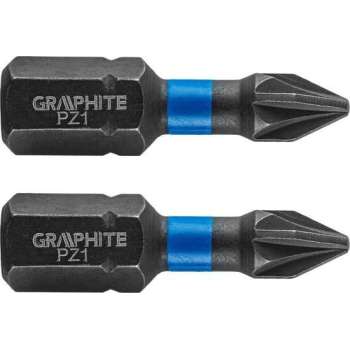 GRAPHITE Bit IMPACT PZ 1 x 25 mm, S2 Staal Full Fit Kop, 2 stuks