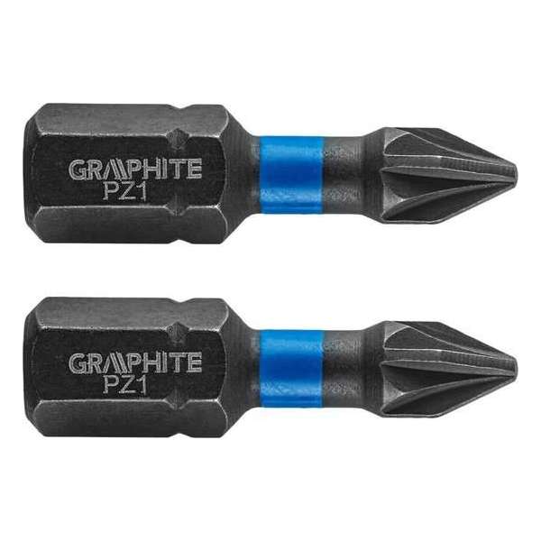 GRAPHITE Bit IMPACT PZ 1 x 25 mm, S2 Staal Full Fit Kop, 2 stuks