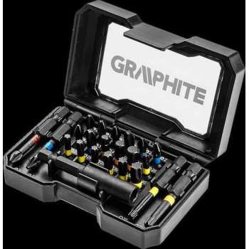 GRAPHITE Slag Bitset - IMPACT Bits - 23-Delig - Sterke Click Box - Slag Machines - Schroefbits - Boor Bits - Top Kwaliteit