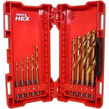 Milwaukee 10 Delige Shockwave HEX Metaalborenset in cassette