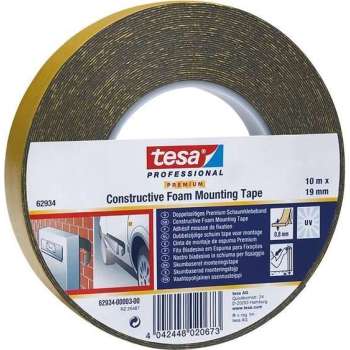 Tesa 62934 PE-Schuimtape - Dubbelzijdig - Constructie - Zwart - 19mm x 10m