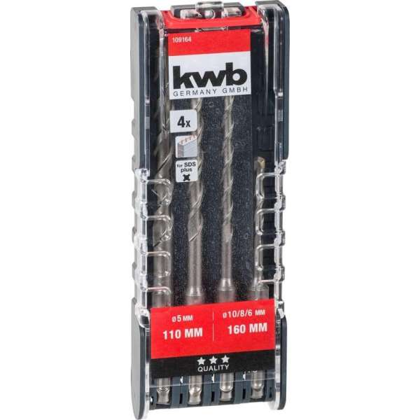 kwb 109164 Carbide Hamerboorset 4-delig 5.0 mm, 6.0 mm, 8.0 mm, 10.0 mm SDS-Plus 1 set(s)