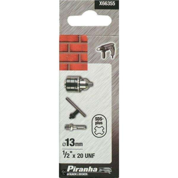 Piranha Combinatie van Boorkop+sleutel & SDS+adaptor 13mm X66355