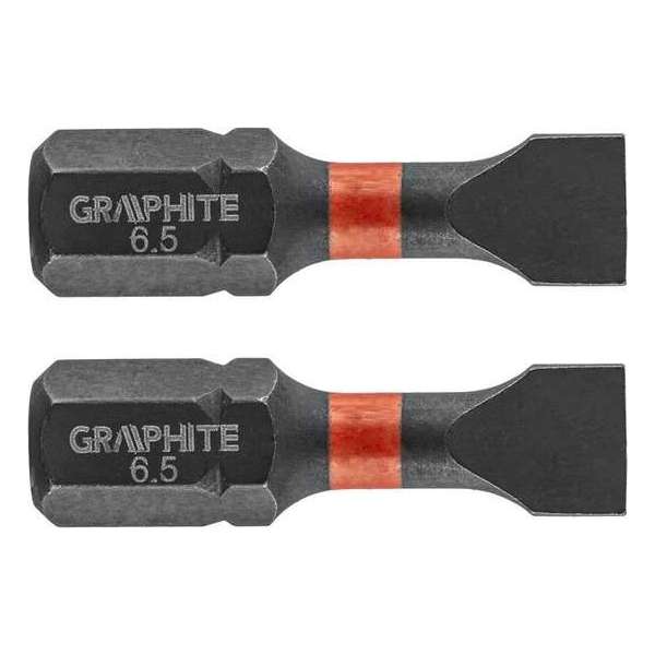 GRAPHITE Bit IMPACT SL 6.5 x 25 mm, S2 Staal Full Fit Kop, 2 stuks