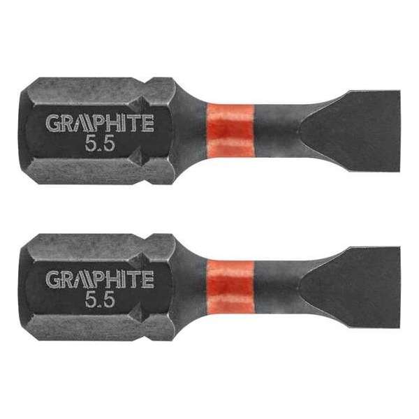 GRAPHITE Bit IMPACT SL 5.5 x 25 mm, S2 Staal Full Fit Kop, 2 stuks