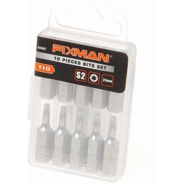 Fixman Bitset 1/4" tx10 x 25mm blister van 10 bits